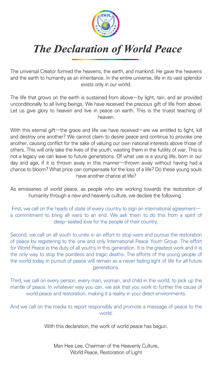 Declaration of World Peace